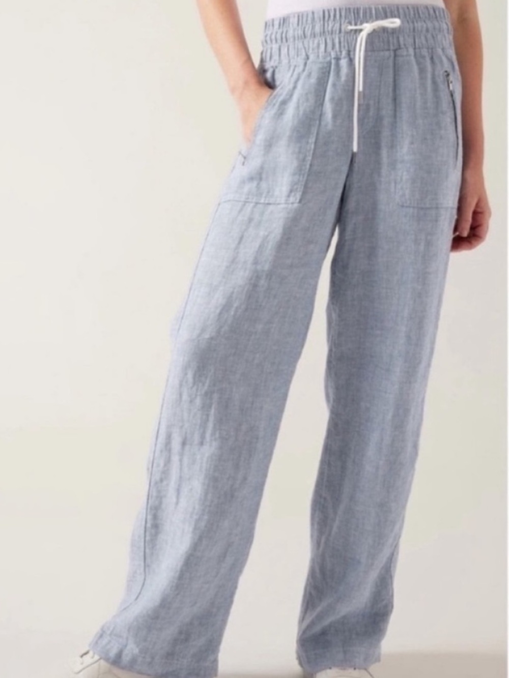 Athleta Cabo Linen Wide Leg Pants Drawstring